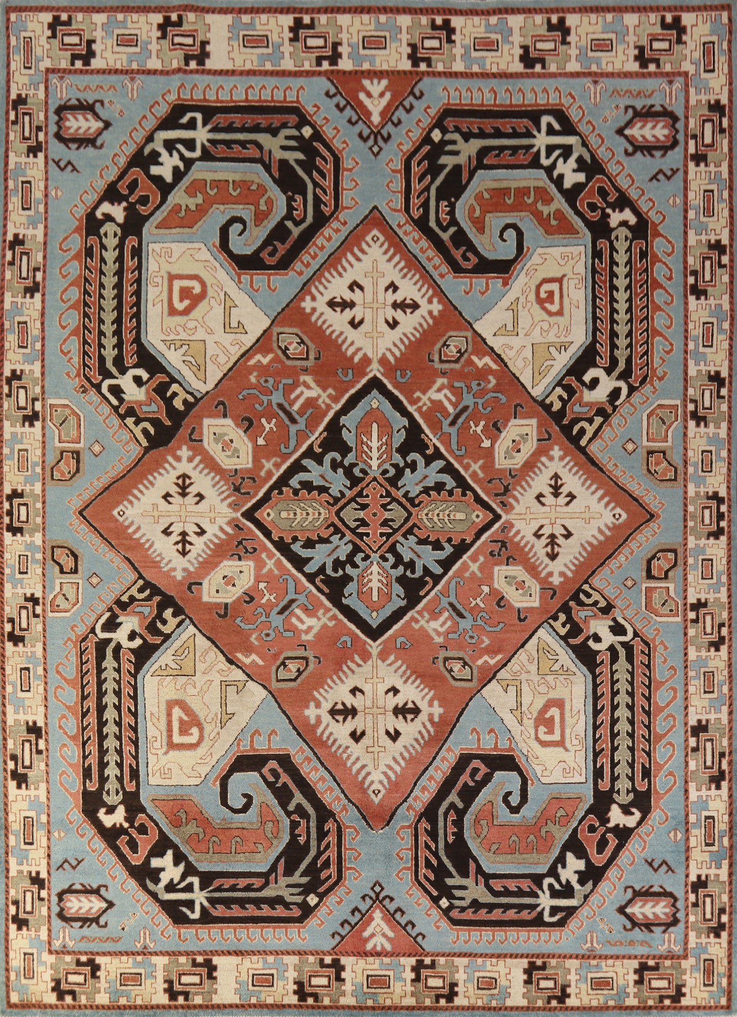 Wool Medallion Kazak Oriental Area Rug 8x11
