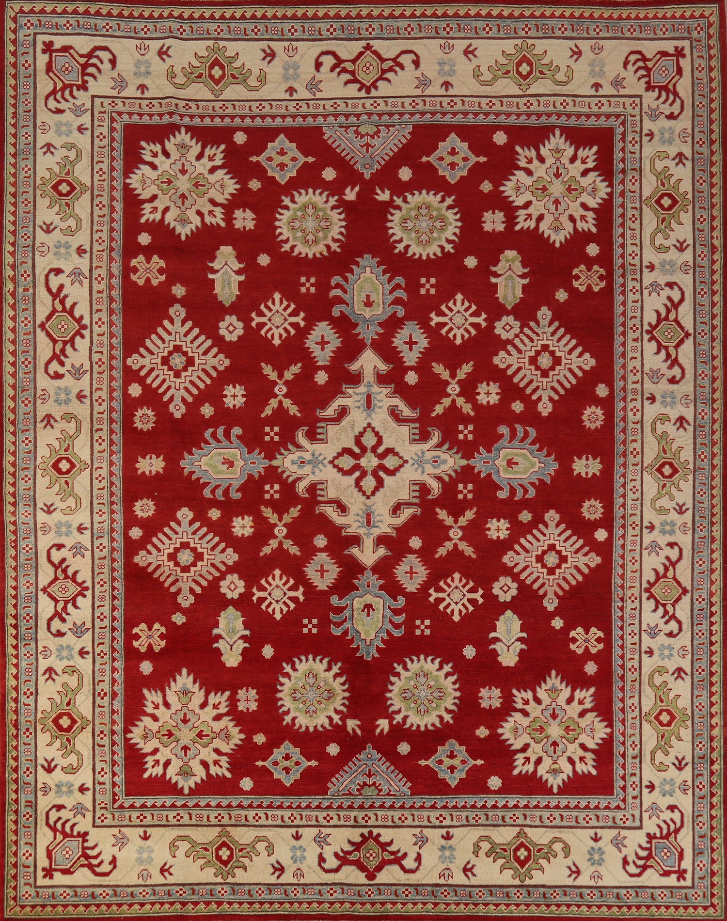 Red Geometric Kazak Oriental Area Rug 8x9