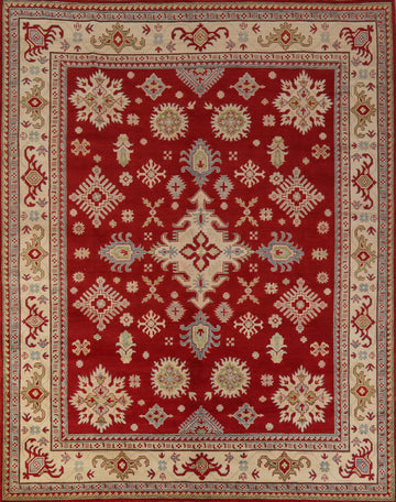 Red Geometric Kazak Oriental Area Rug 8x9