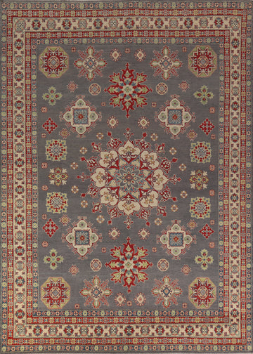 Gray Geometric Kazak Oriental Area Rug 9x12