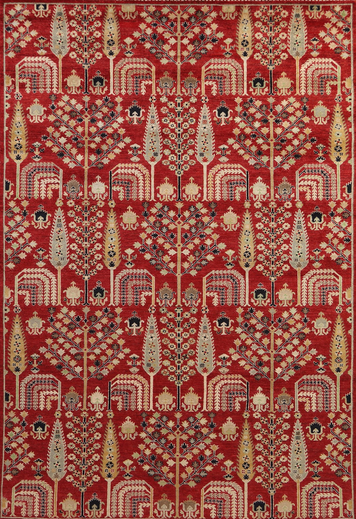 All-Over Red Floral Ziegler Oriental Area Rug 7x10
