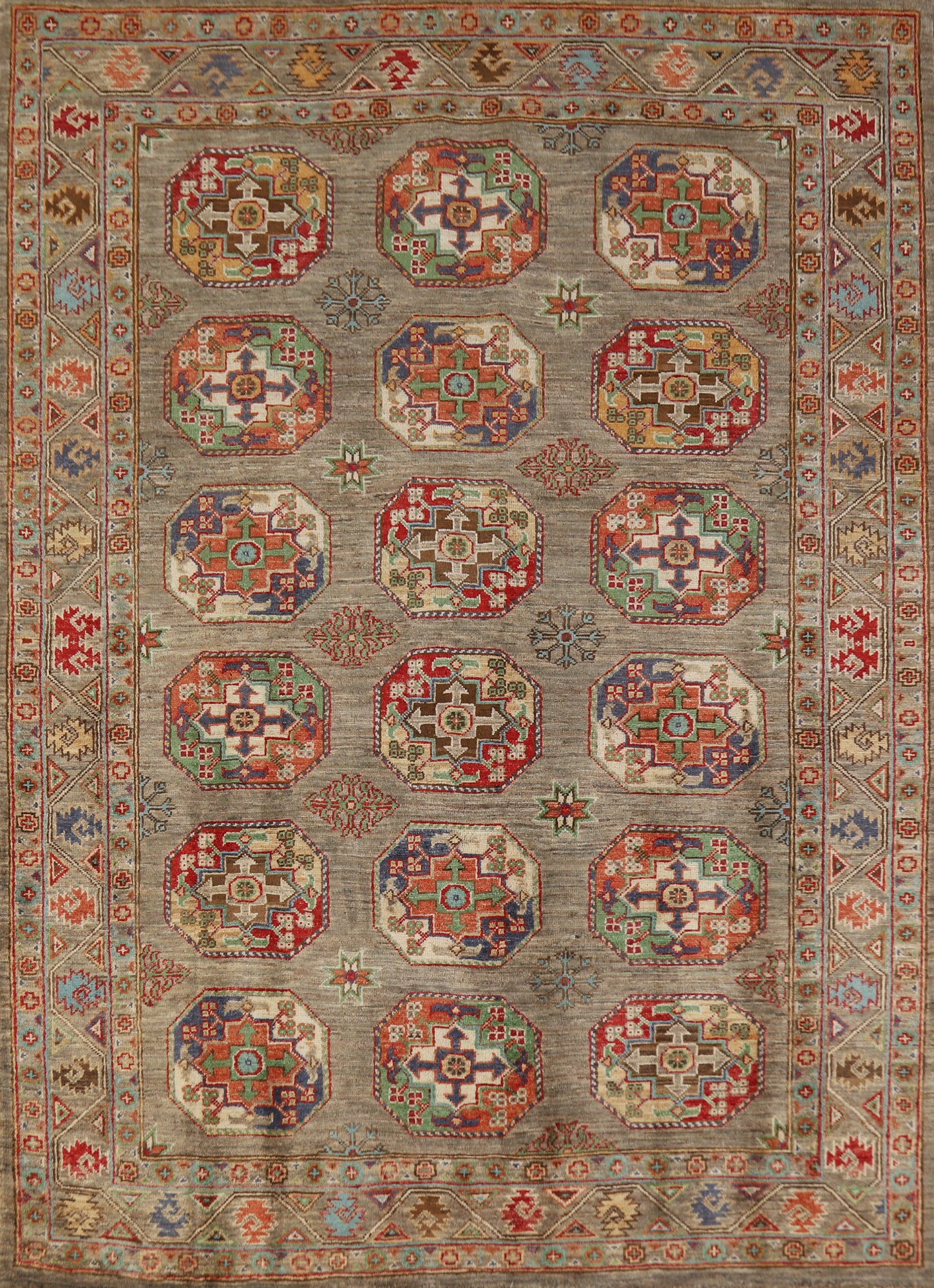 Geometric Wool Kazak Oriental Rug 5x6