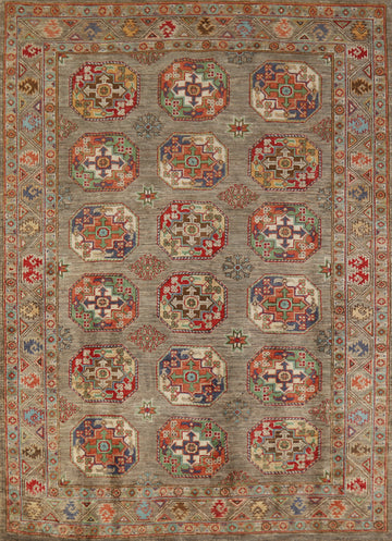 Geometric Wool Kazak Oriental Rug 5x6