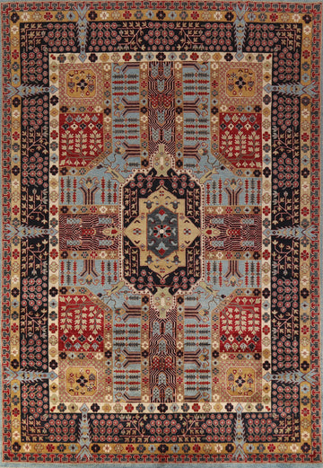 Geometric Wool Kazak Vegetable Dye Area Rug 9x11