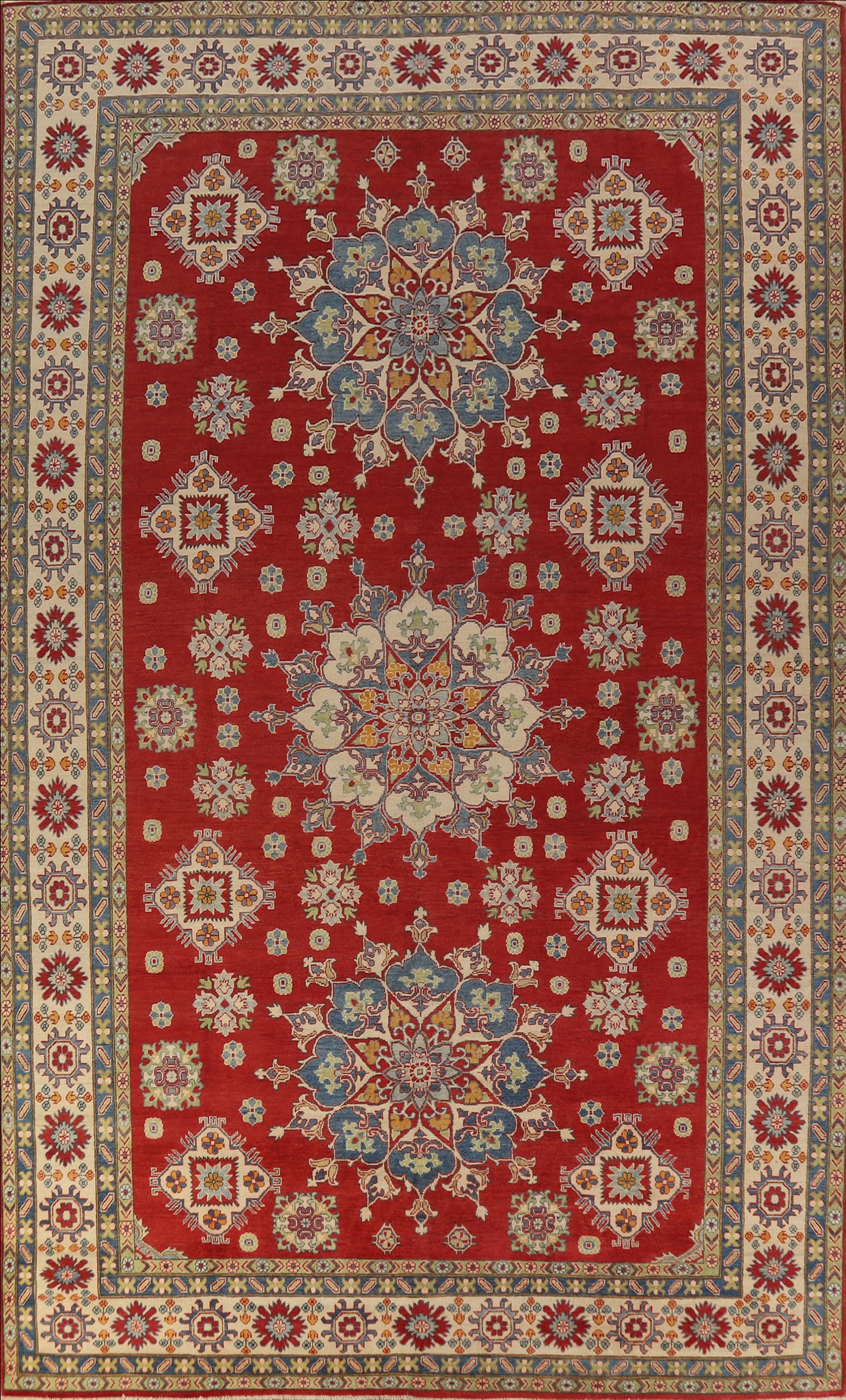 Red Geometric Kazak Oriental Large Rug 10x16