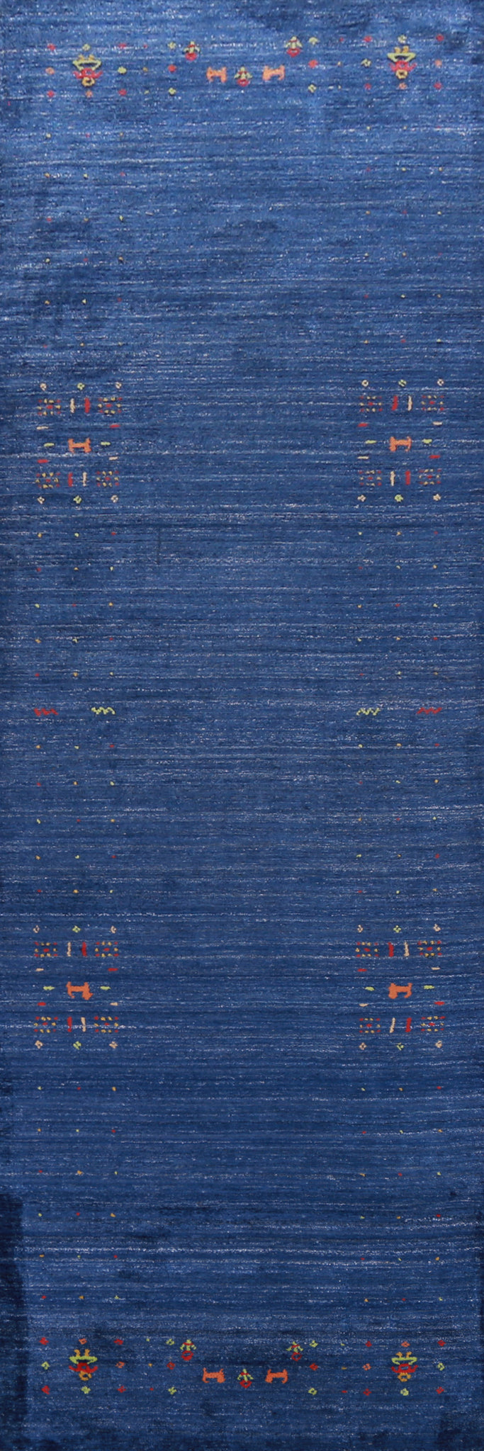 Blue Handmade Gabbeh Indian Runner Rug 3x11