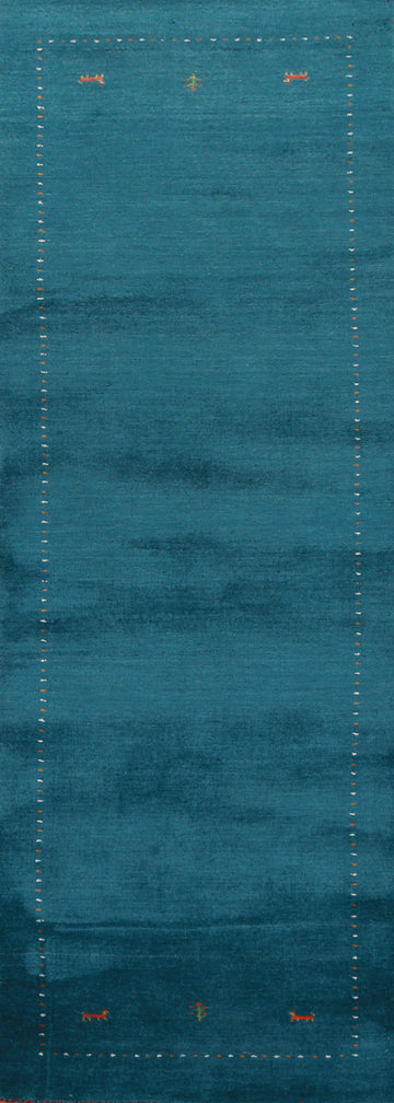 Teal Blue Handmade Gabbeh Oriental Runner Rug 3x10