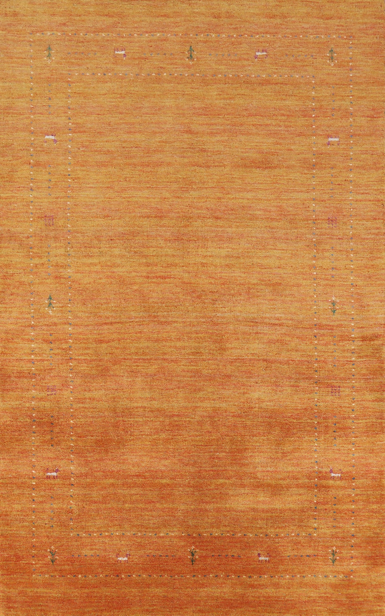 Tribal Wool Orange Gabbeh Indian Area Rug 5x8