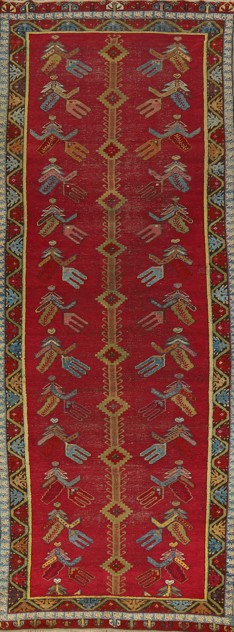 Pre-1900 Antique Karabagh Vegetable Dye Runner Rug 4x12