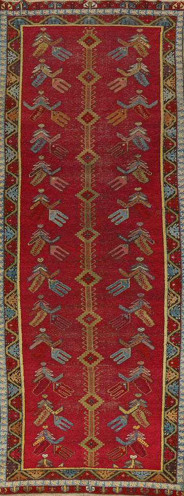 Pre-1900 Antique Karabagh Vegetable Dye Runner Rug 4x12