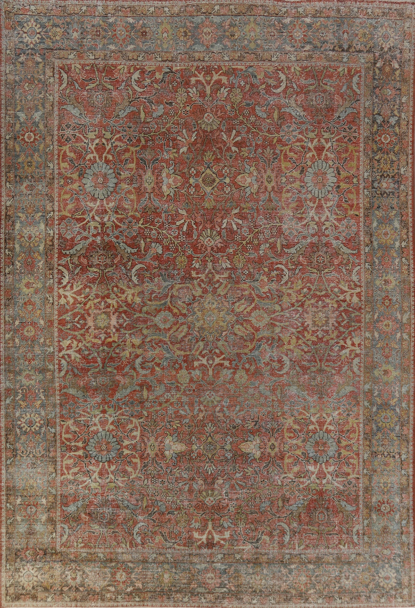 Pre-1900 Vegetable Dye Sultanabad Persian Area Rug 9x12