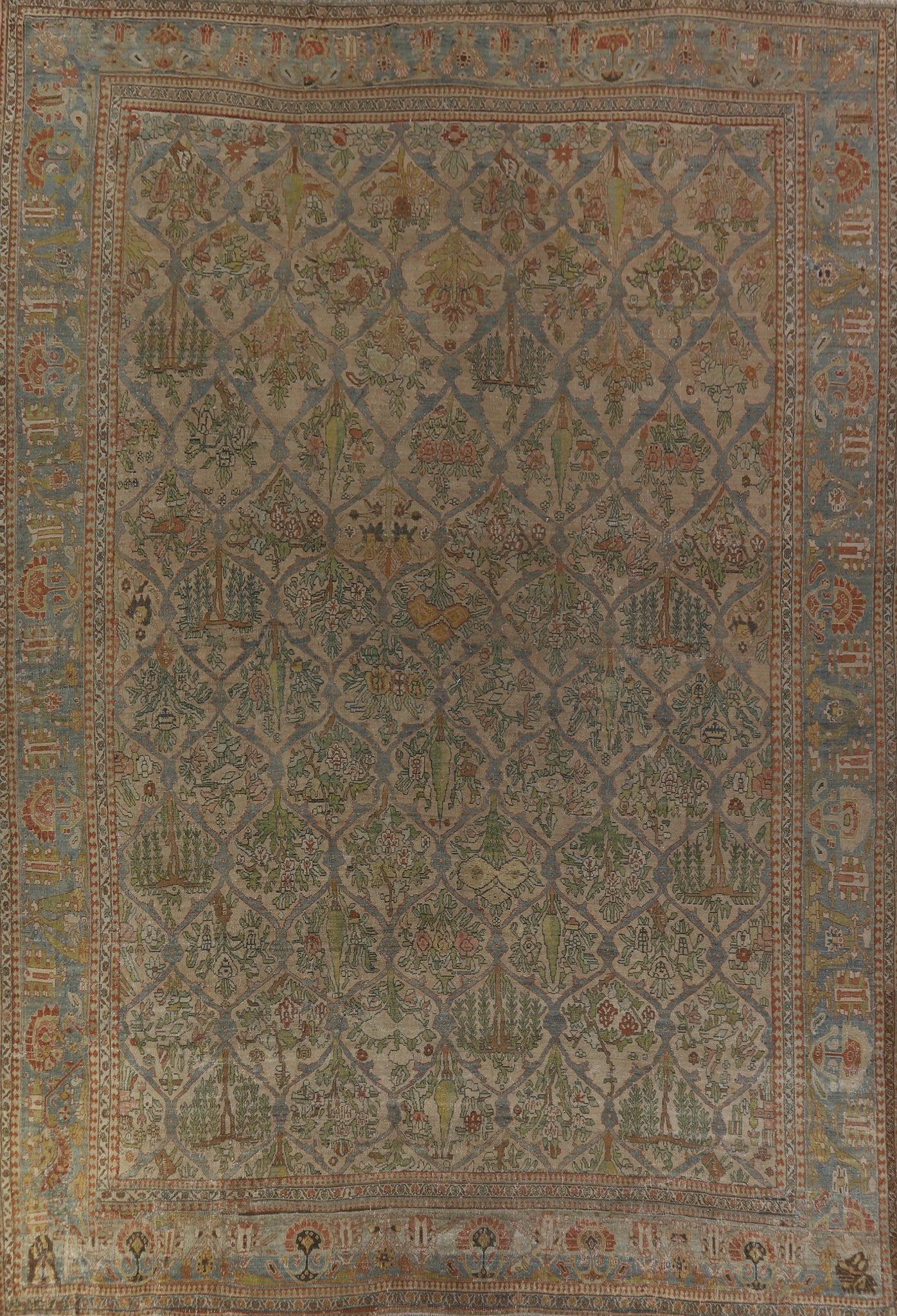 Pre-1900 Antique Vegetable Dye Bakhtiari Persian Large Rug 12x16