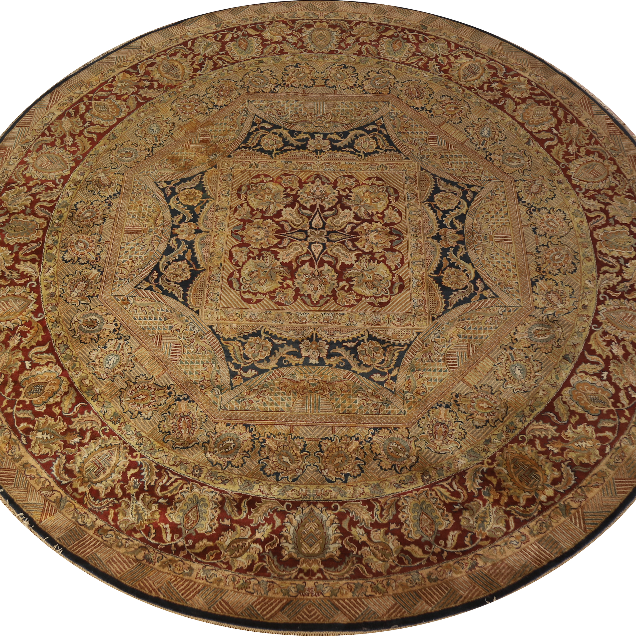 Handmade Wool Agra Indian Round Rug 13x13