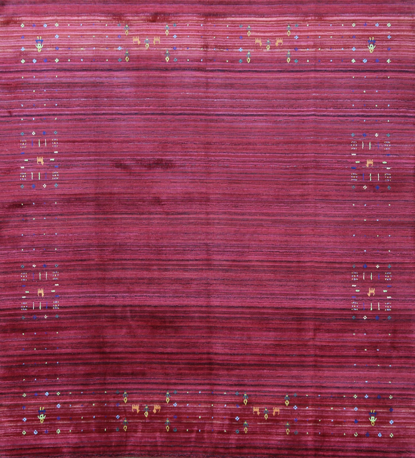 Fuchsia Square Tribal Gabbeh Indian Area Rug 8x8