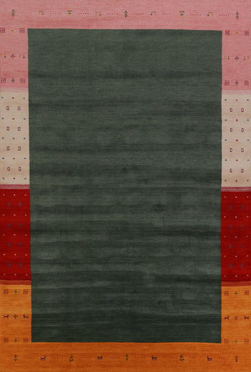 Green Wool Gabbeh Indian Area Rug 8x11