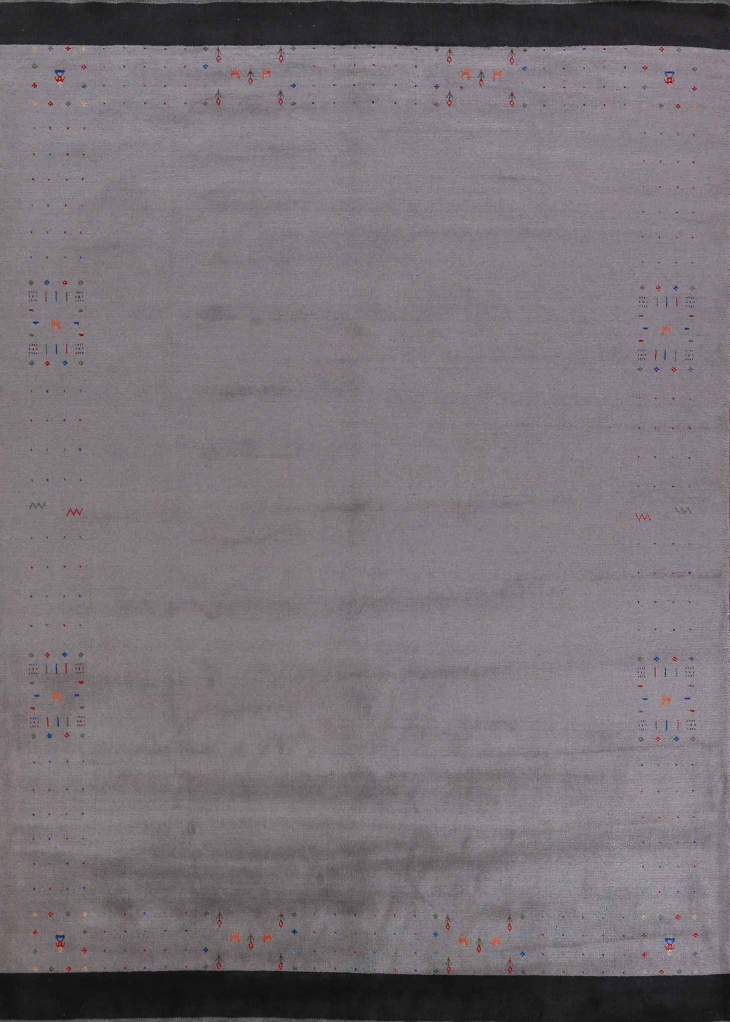 Gray Lilac Tribal Wool Gabbeh Indian Area Rug 9x12