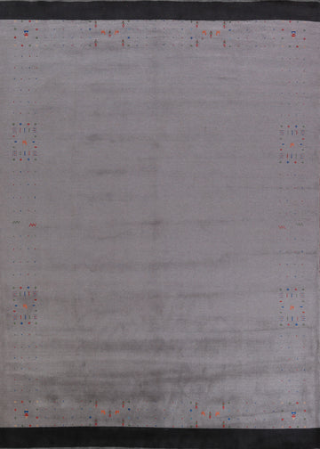 Gray Lilac Tribal Wool Gabbeh Indian Area Rug 9x12