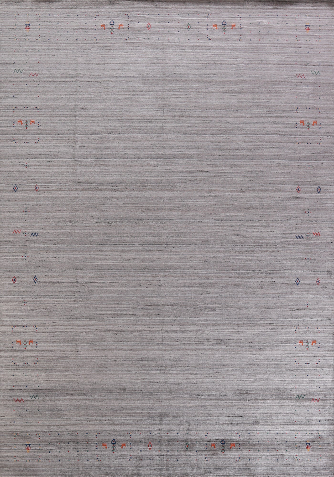 Silver Gray Wool Gabbeh Indian Area Rug 9x12