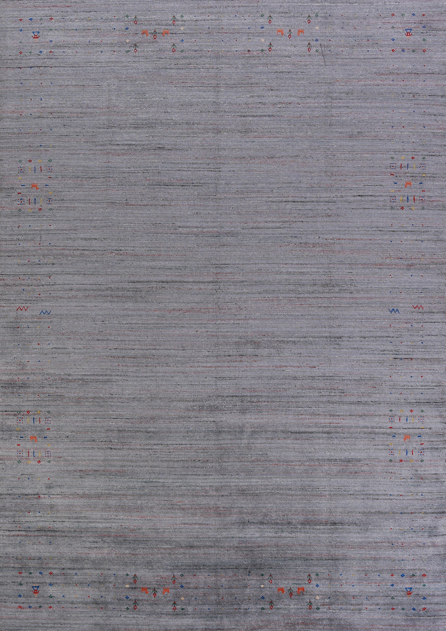 Gray Blue Tribal Wool Gabbeh Indian Area Rug 9x12