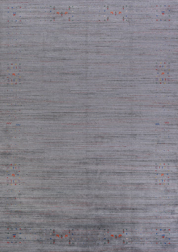 Gray Blue Tribal Wool Gabbeh Indian Area Rug 9x12