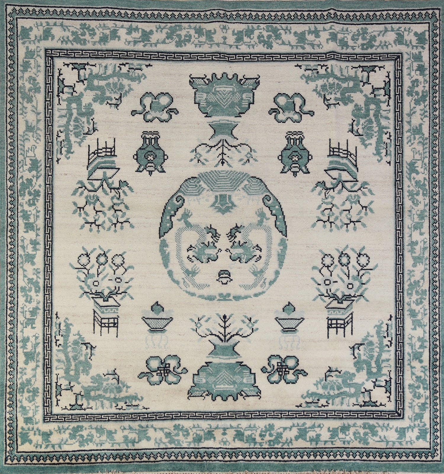 Square Wool Handmade Art Deci Oriental Area Rug 8x8