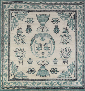 Square Wool Handmade Art Deci Oriental Area Rug 8x8
