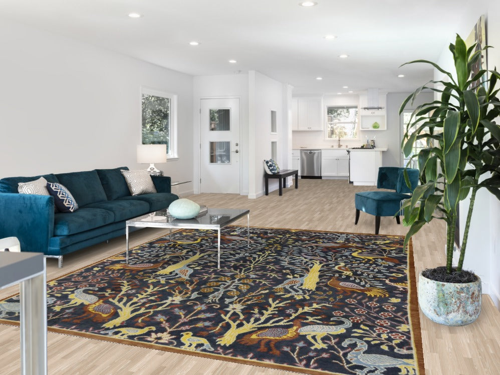 Animals Blue Ziegler Oriental Area Rug 8x10