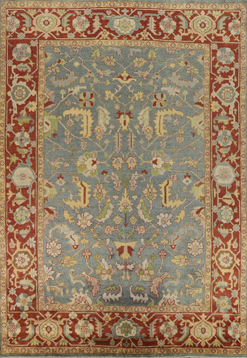 Handmade Blue Floral Heriz Serapi Oriental Area Rug 9x12