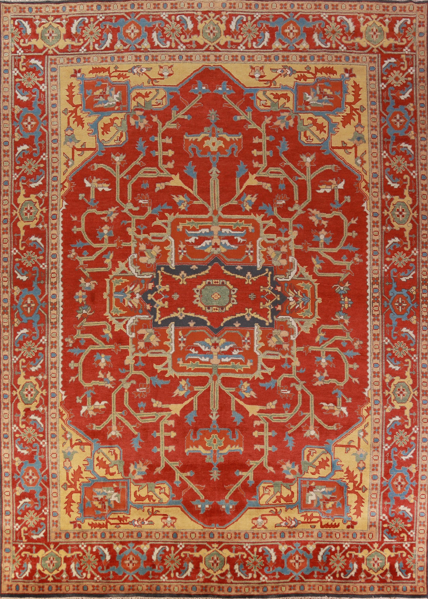 Handmade Wool Heriz Serapi Indian Large Rug 12x15