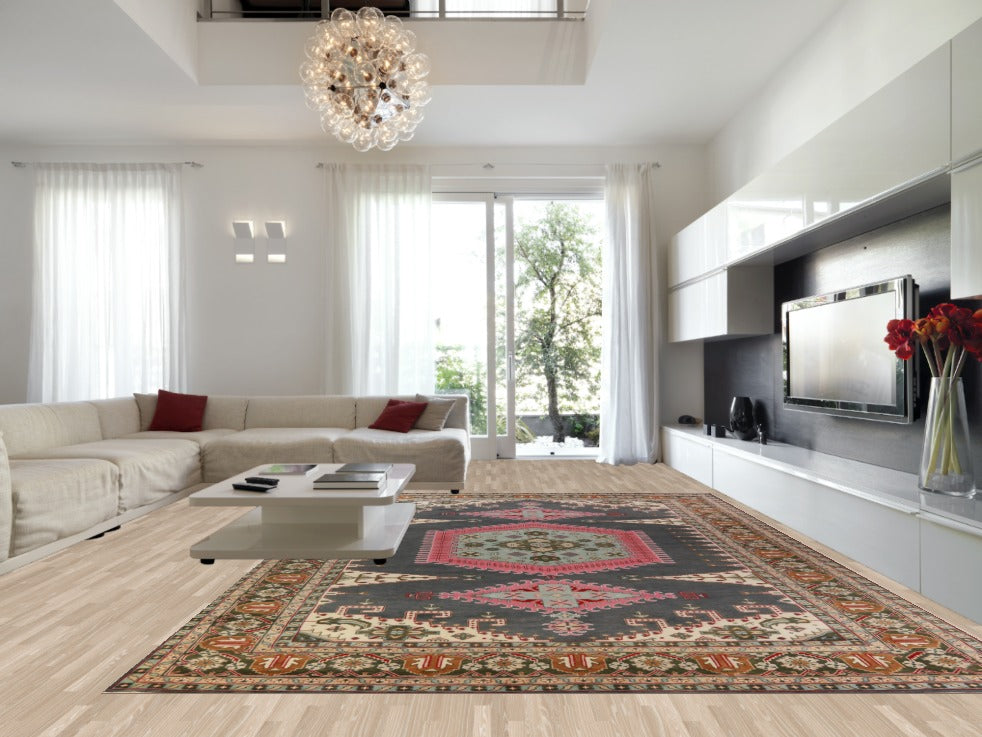Gray Geometric Viss Oriental Large Rug 12x18