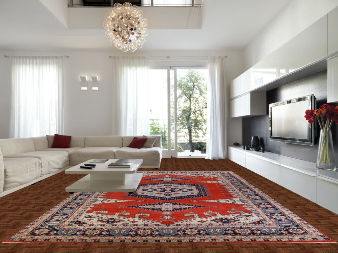 Red Geometric Viss Oriental Large Rug 12x18