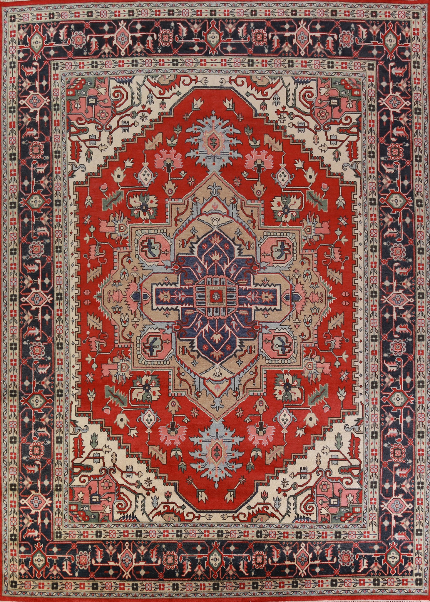 Red Geometric Heriz Serapi Oriental Large Rug 12x15