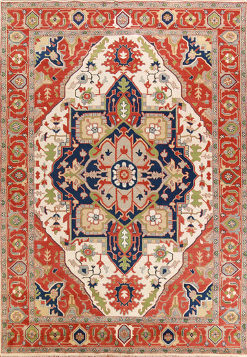 Geometric Wool Heriz Serapi Oriental Large Rug 10x14