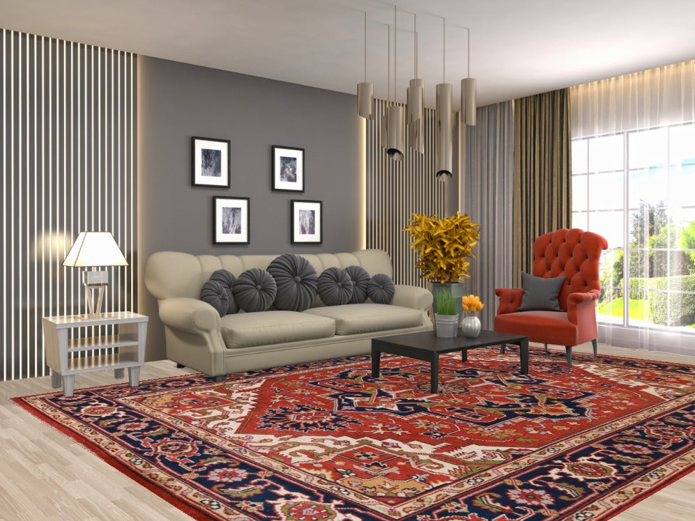 Geometric Heriz Serapi Oriental Area Rug 9x12