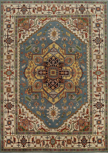 Light Blue Wool Heriz Serapi Oriental Area Rug 9x12