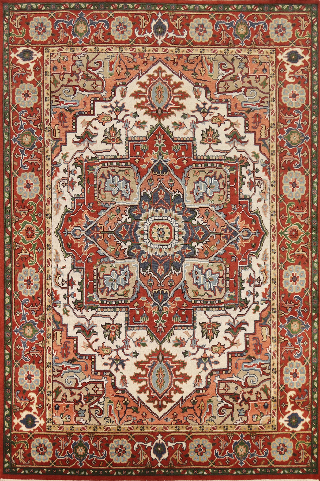 Geometric Wool Heriz Serapi Oriental Area Rug 9x12