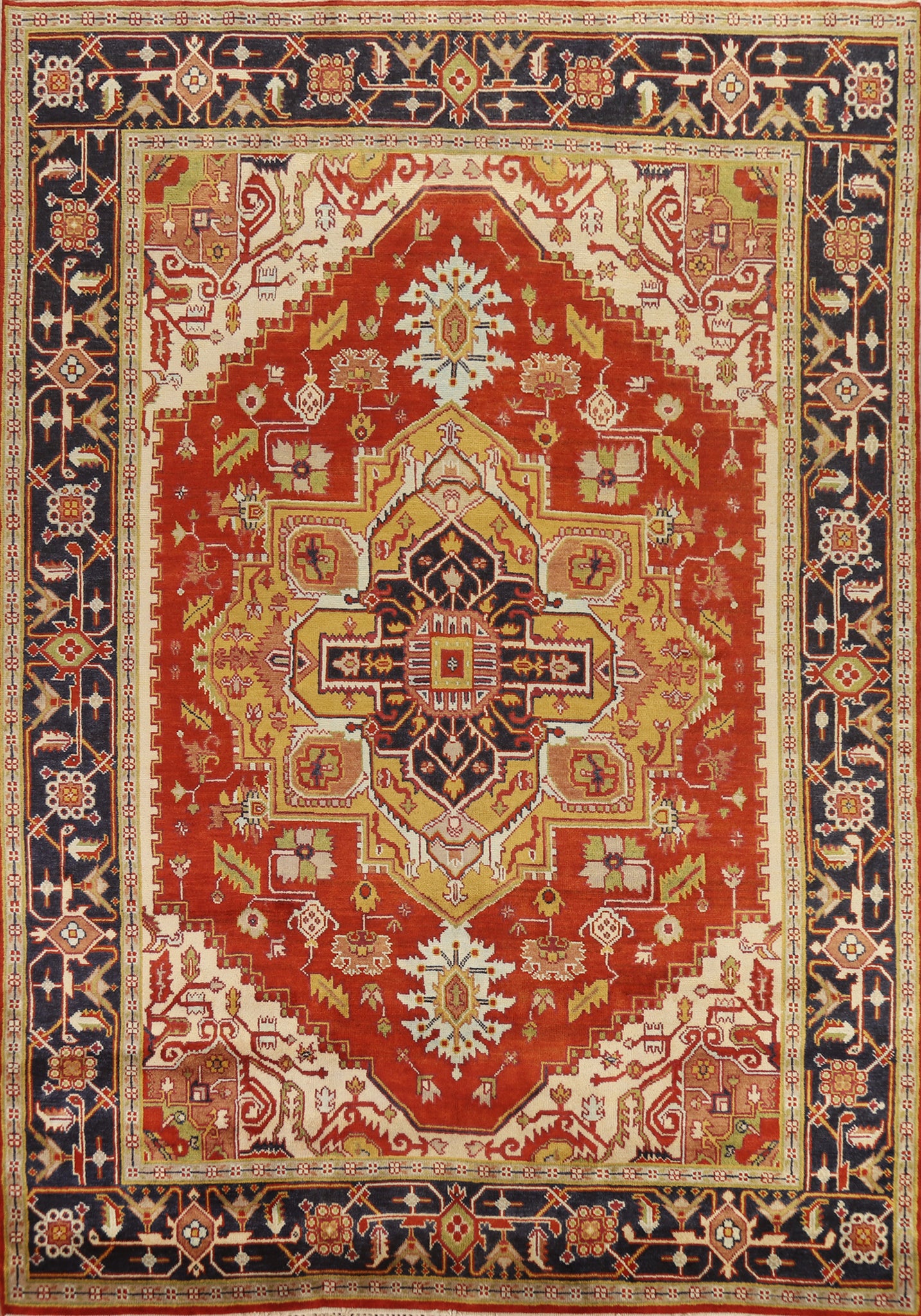 Geometric Wool Heriz Serapi Oriental Area Rug 9x12