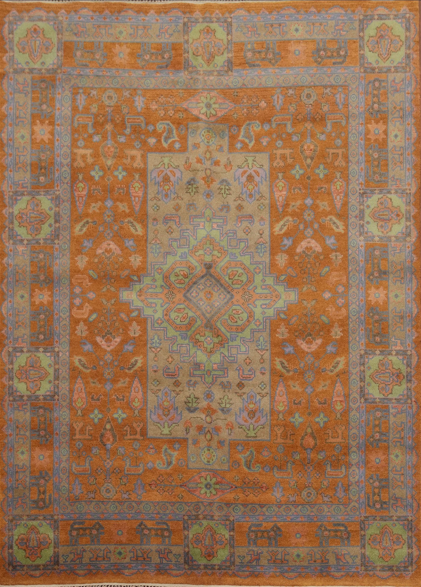 Orange Wool Heriz Serapi Indian Area Rug 8x10