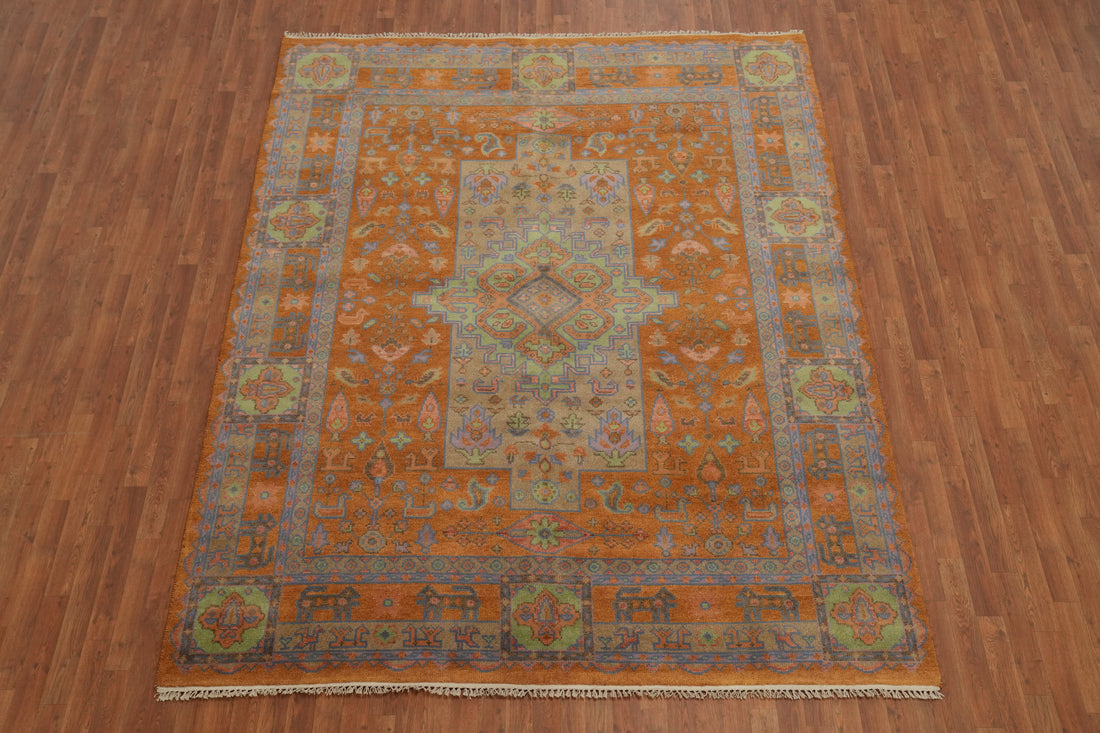 Orange Wool Heriz Serapi Indian Area Rug 8x10