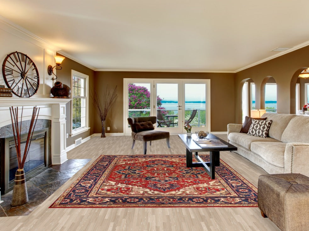 Medallion Red Wool Heriz Serapi Indian Area Rug 8x10