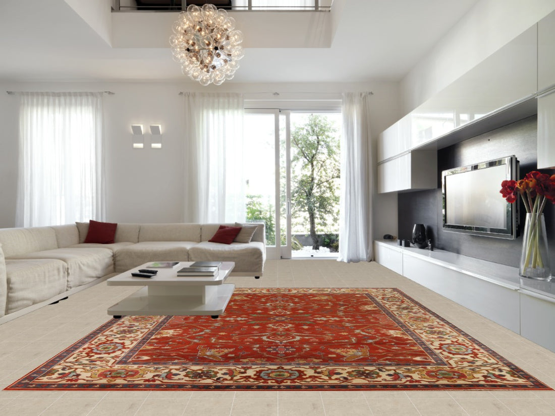 Orange Wool Heriz Serapi Oriental Large Rug 12x15