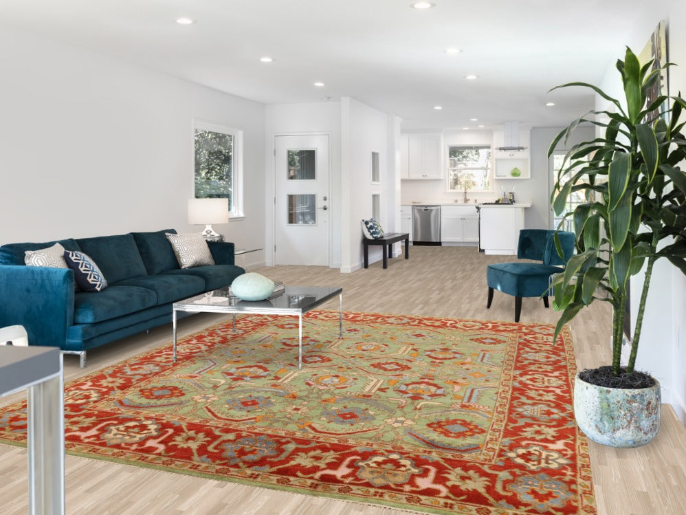 Green Wool Heriz Serapi Oriental Area Rug 8x10
