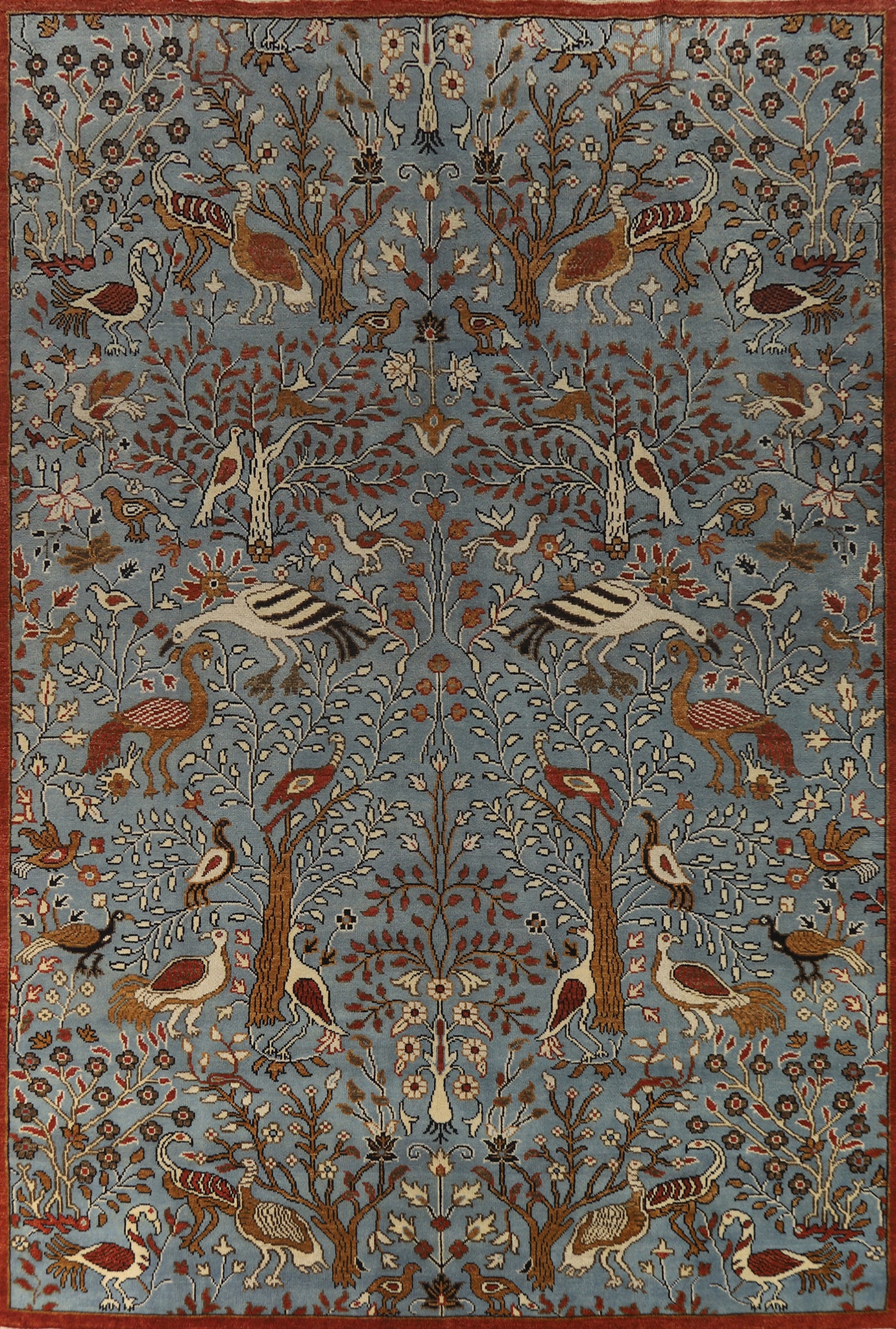 Animals Design Blue Ziegler Oriental Large Rug 10x14
