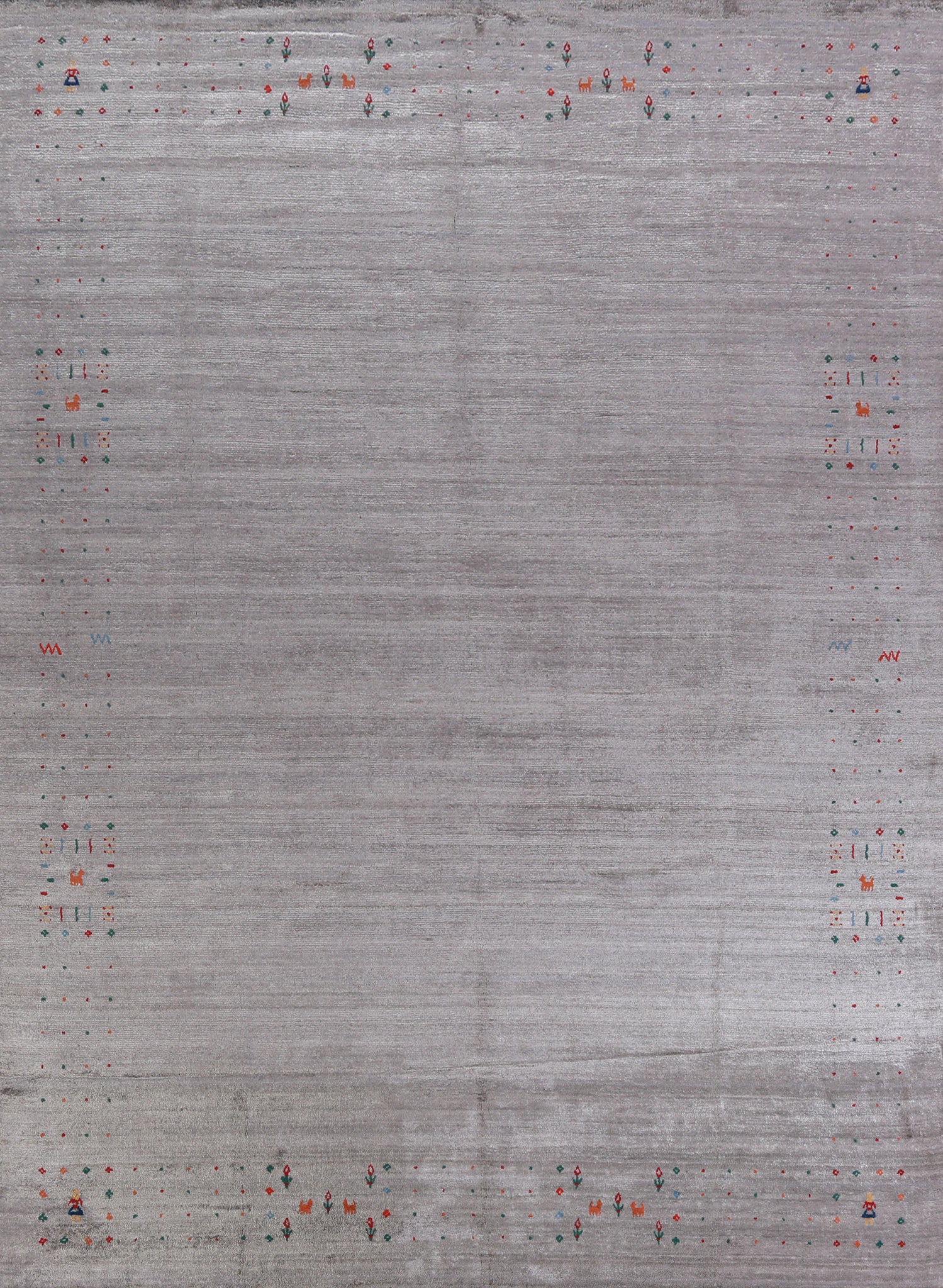 Handmade Gray Gabbeh Indian Area Rug 9x11