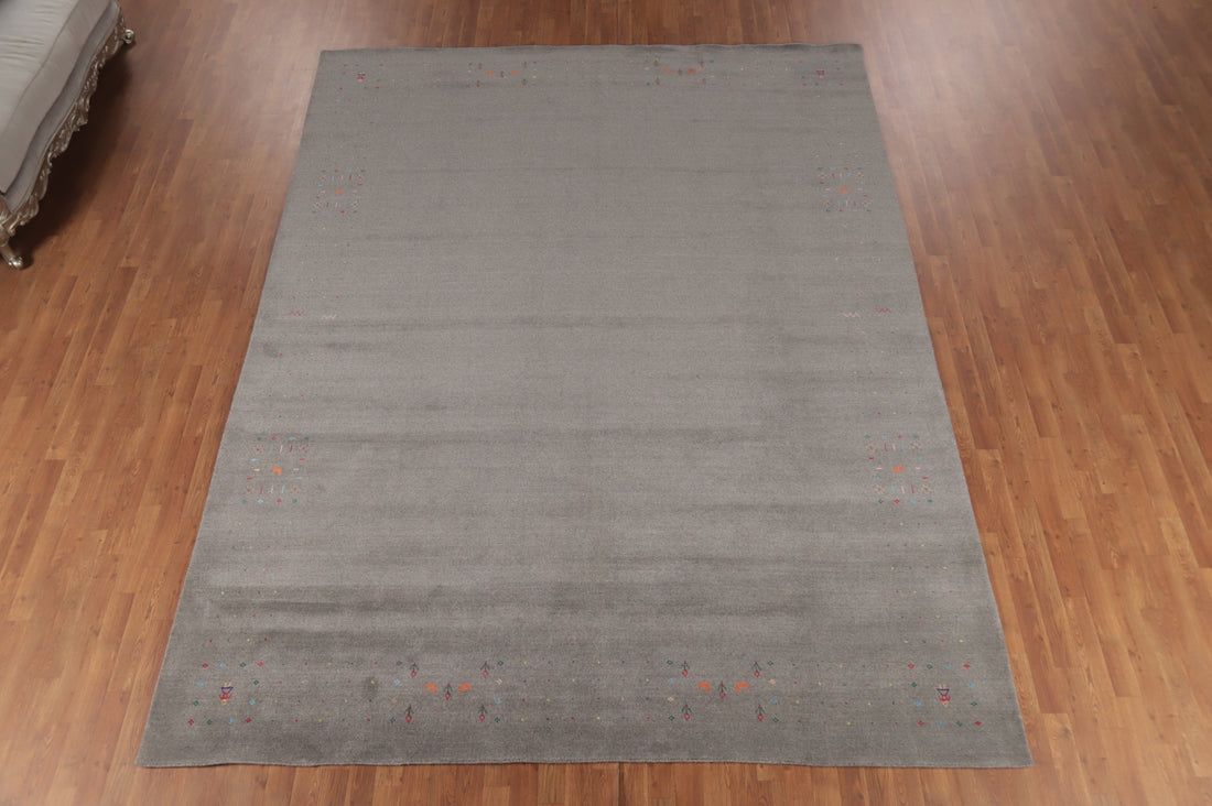Handmade Gray Gabbeh Indian Area Rug 9x12