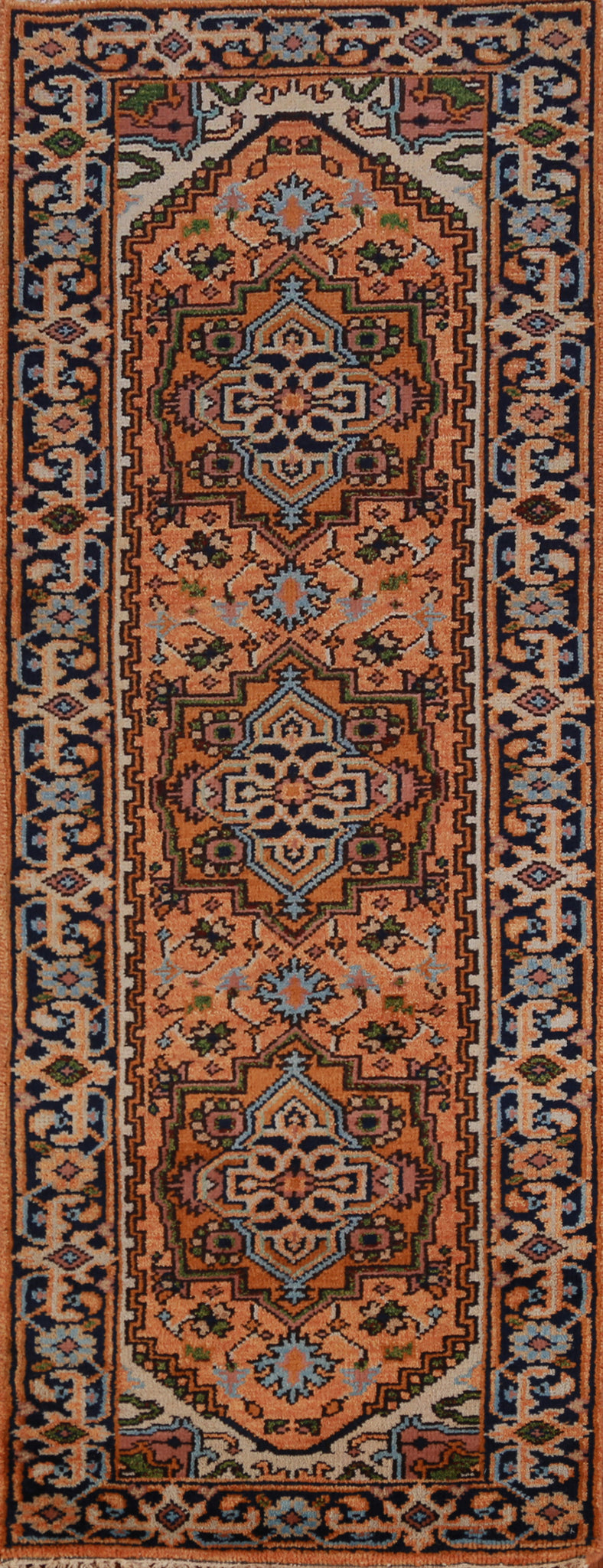 Wool Orange Heriz Serapi Oriental Runner Rug 3x8