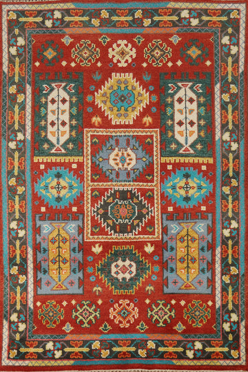 Red Geometric Heriz Serapi Indian Rug 4x6