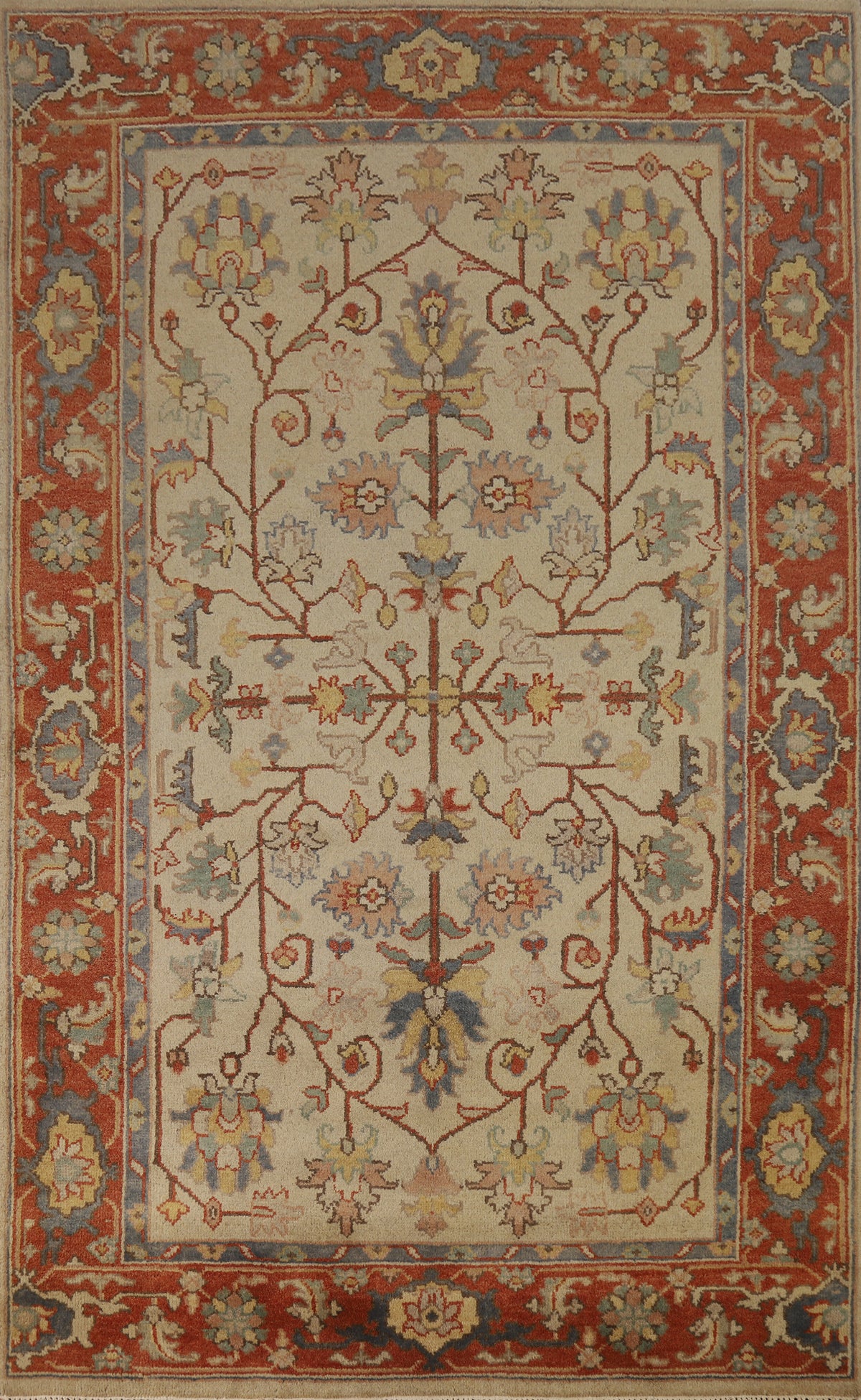 Geometric Heriz Serapi Indian Area Rug 5x8