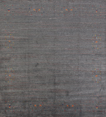 Square Wool Gray Gabbeh Indian Area Rug 8x8