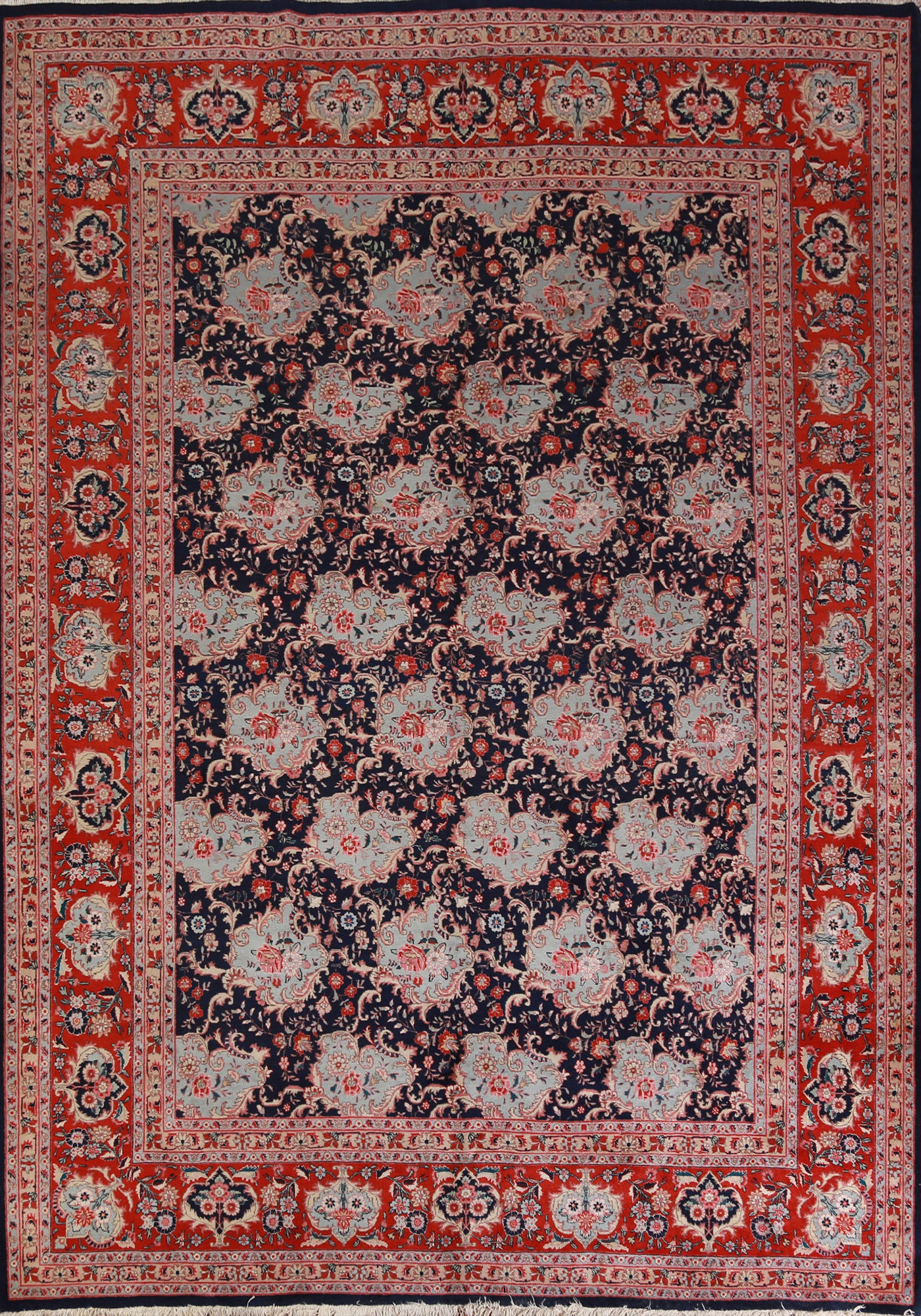 Vegetable Dye Dark Blue Floral Bidjar Persian Area Rug 10x13